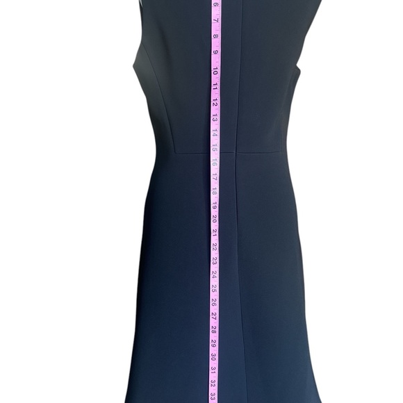 NWT Theory Black Crepe Scoop Flounce Dress Sleeveless Size 12 - Picture 12 of 16